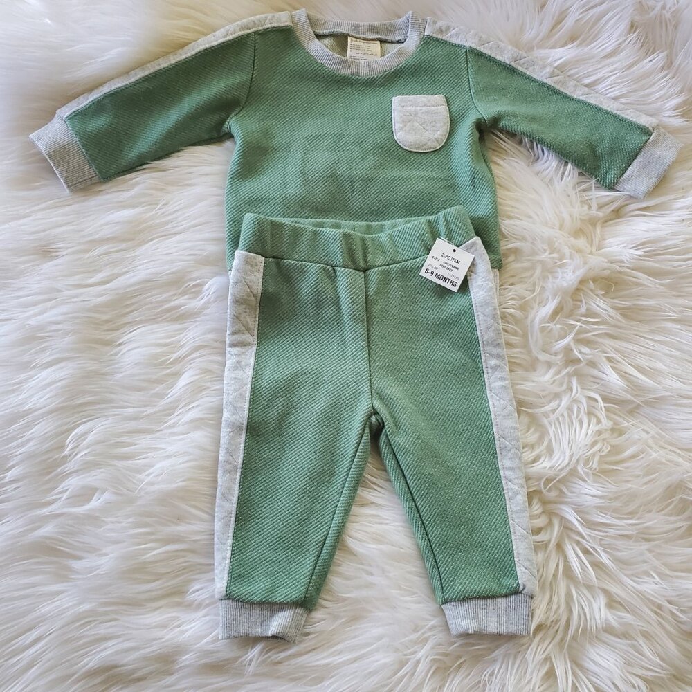 First Impressions Green Baby Boy 2-Pc. Shirt & Pants Set SZ 6-9 M